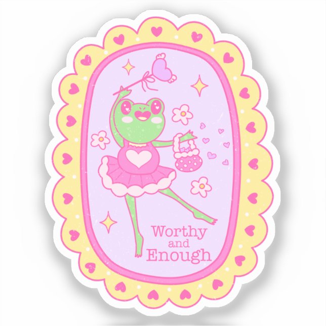 Sticker Cute Jolly Frog - Digne et Assez (Recto)
