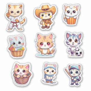 Sticker Cute Jouer Collection de chats