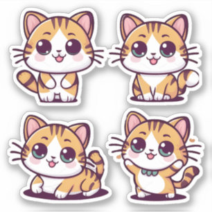 Sticker Cute Kawaii Cats pose