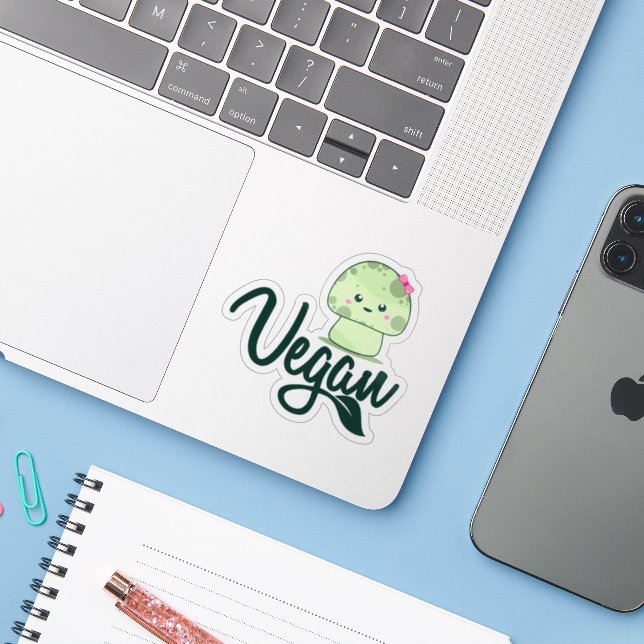 Sticker Cute Kawaii Champagne Vegan (Ordinateur portable avec iPhone)