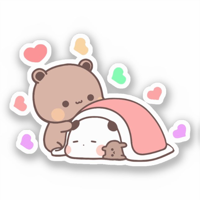 Sticker Cute Kawaii Chubby Mochi Panda ours (Recto)