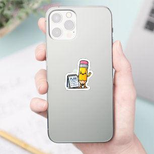 Sticker Cute Kawaii Crayon Jaune et Carnet de Planificatio