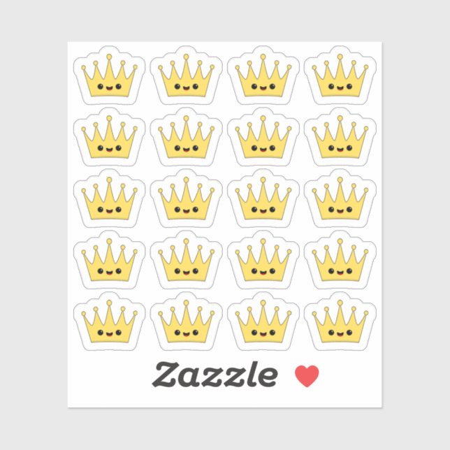 Sticker Cute Kawaii Crown Bujo Planner Décor (Feuille)