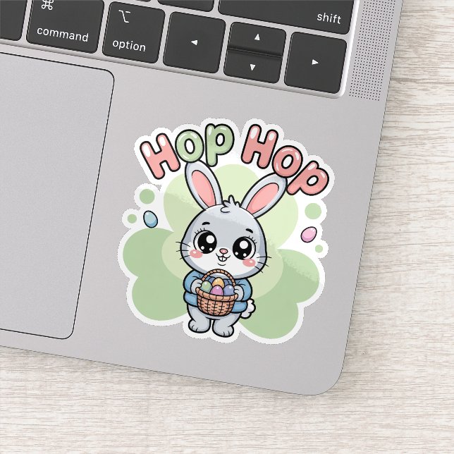 Sticker Cute Kawaii Easter Bunny Hop Illustration (Détail)