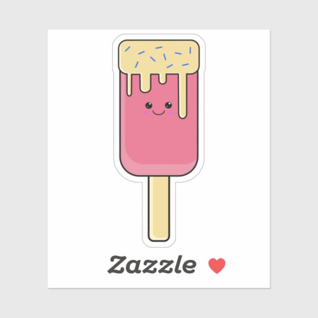 Sticker Cute Kawaii glace crème Lolly (Feuille)