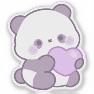 Sticker Cute Kawaii Pastel Violet Panda avec Cœur Personna
