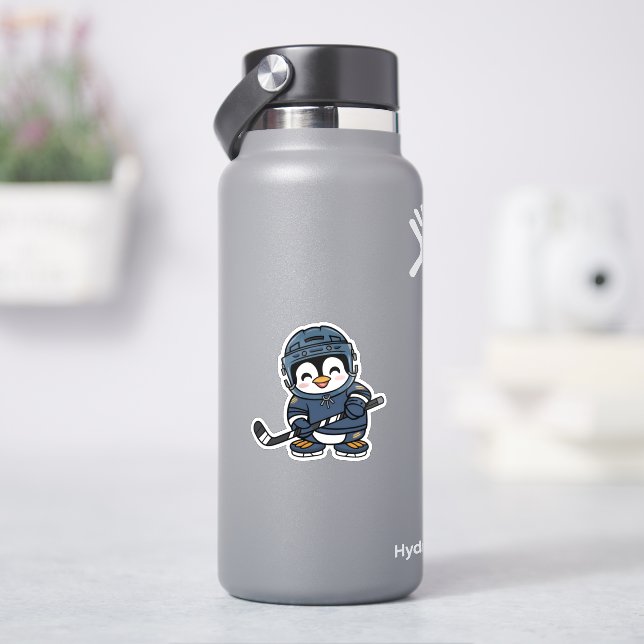Sticker Cute Kawaii Penguin en tenue de hockey Sports amus (HydroFlask)
