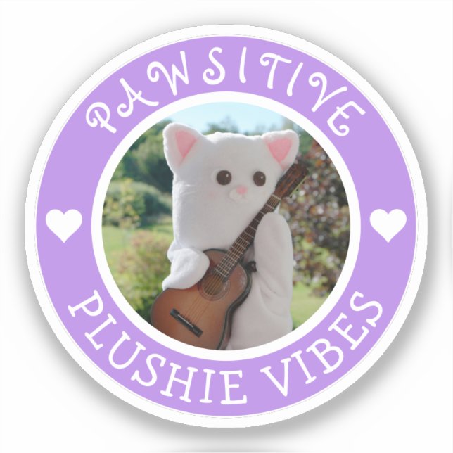 Sticker Cute Kawaii Purple Pawsitive Peluche Vibes Photo (Recto)