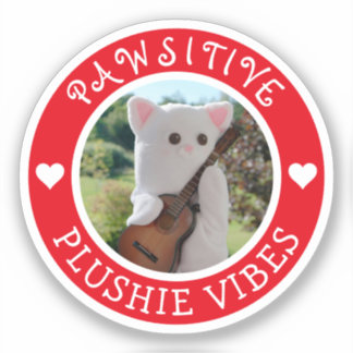Sticker Cute Kawaii Red Pawsitive Plushie Vibes Photo