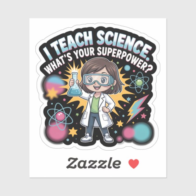 Sticker Cute Kawaii Science Teacher – Funny Superpower Lab (Feuille)