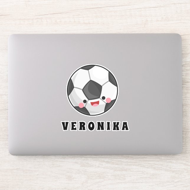 Sticker Cute Kawaii Soccer Ball & Girls Nom Girly Sporty (Ordinateur)