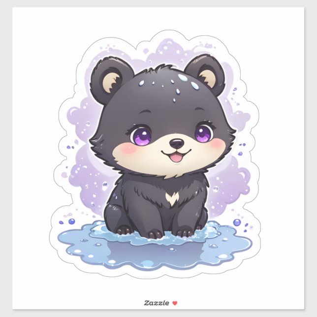 Sticker Cute Kawaii Teddy Bear (Feuille)
