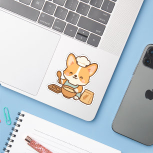 Sticker Cute Kawaii Welsh Corgi Baking Kiss Cut