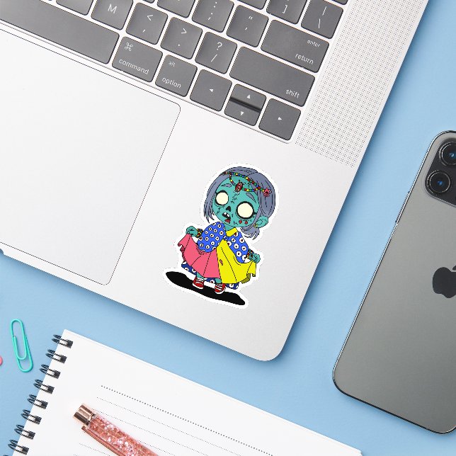 Sticker Cute kényan Zombie (Ordinateur portable avec iPhone)