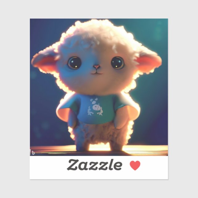 Sticker Cute lamb with a t-shirt (Feuille)