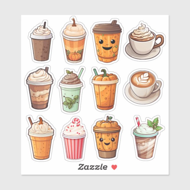 Sticker Cute latte de café (Feuille)
