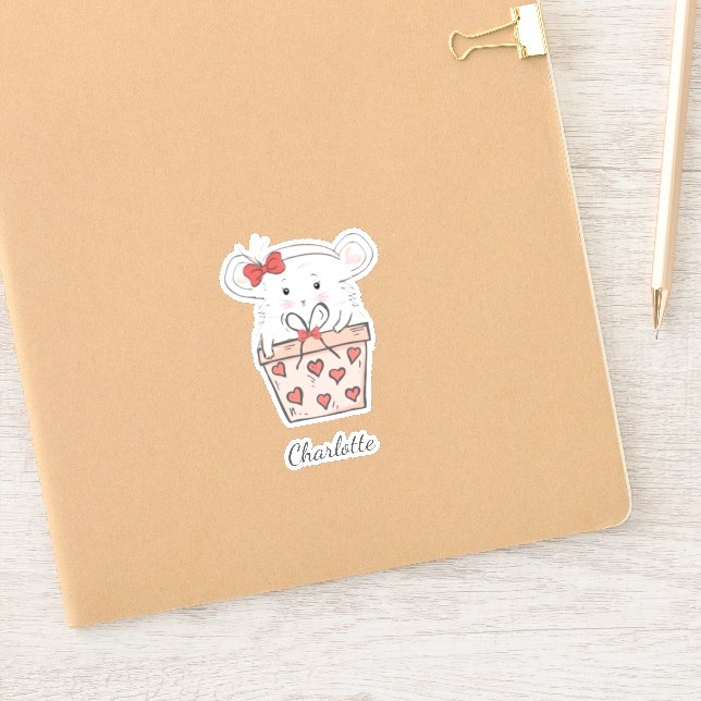Sticker Cute Little Girl Hamster tendance (Carnet)