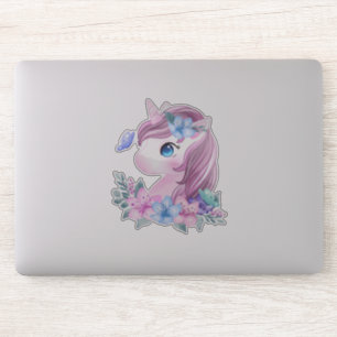 Sticker Cute & Magique Baby Unicorne avec gros yeux