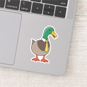 Sticker Cute Mallard Canard blanc col cravate