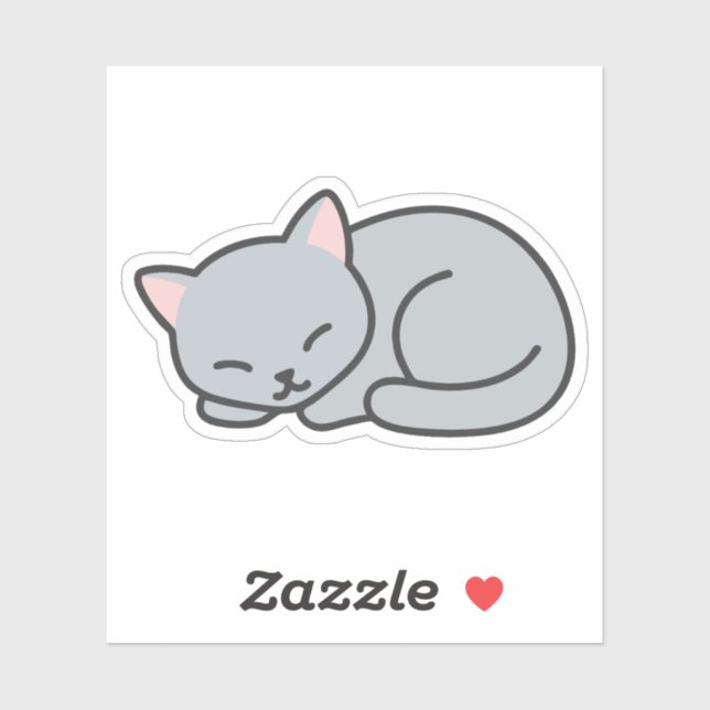 Sticker Cute mini-chaton couché (Feuille)