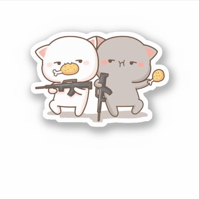 Sticker Cute Mochi Peach Cat (Devant)