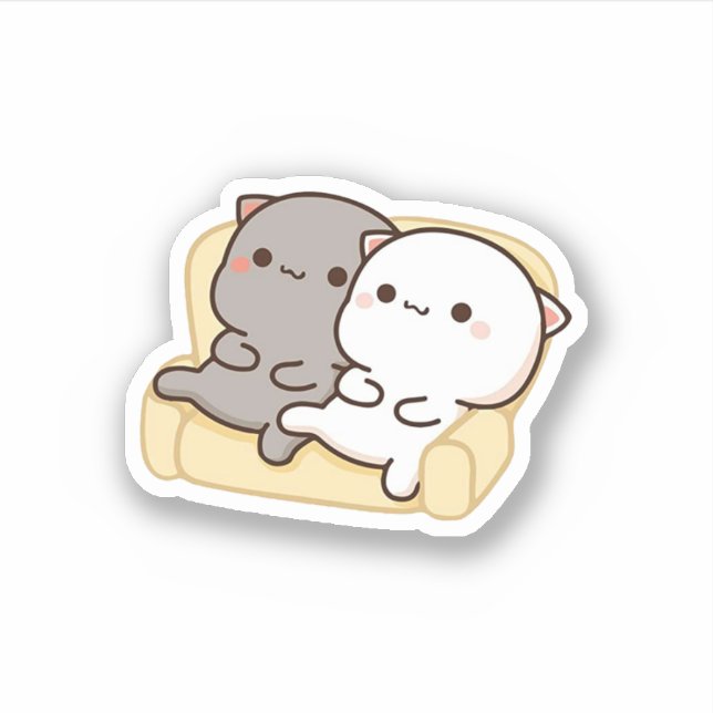 Sticker Cute Mochi Peach Cat (Devant)