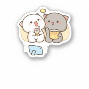 Sticker Cute Mochi Peach Cat