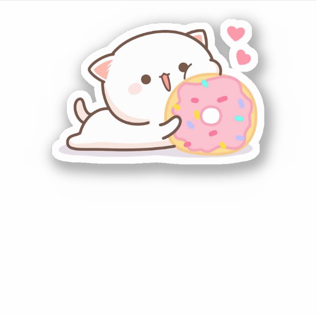 Sticker Cute Mochi Peach Cat (Devant)