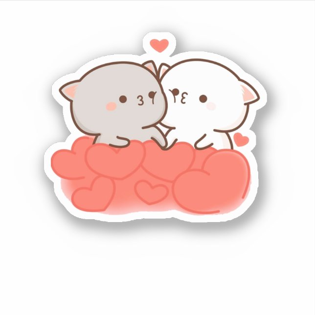 Sticker Cute Mochi Peach Cat (Devant)