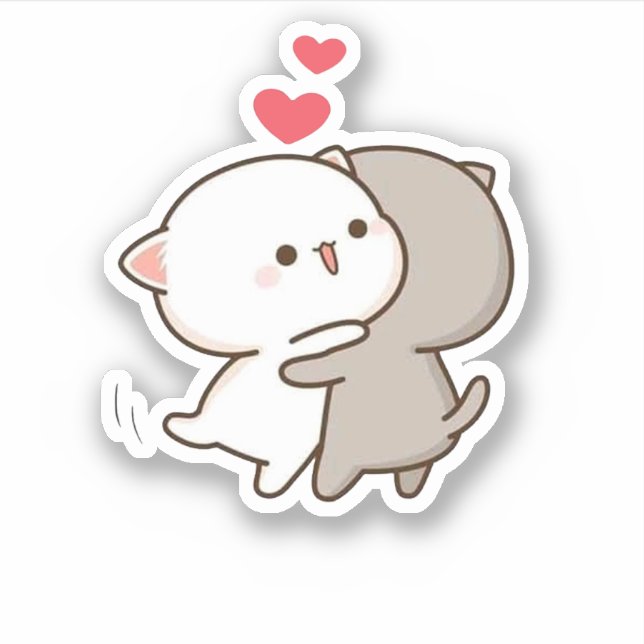 Sticker Cute Mochi Peach Cat (Devant)