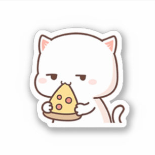 Sticker Cute Mochi Peach Chat Aime Le Gâteau