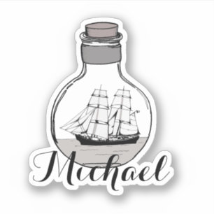 Sticker Cute Moderm Black and White Michael Ship