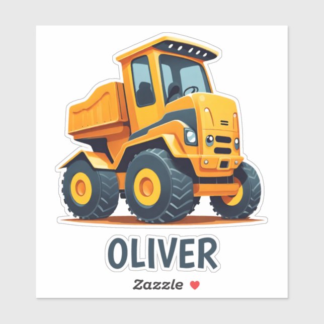 Sticker Cute Modern Construction Camion Personnalisé (Feuille)