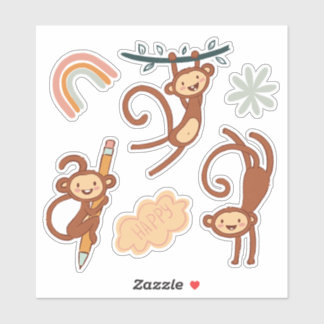Sticker Cute Monkey Retour à l'école