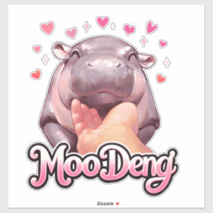 Sticker Cute Moo Deng Hippo Girlie Coeurs pour filles enfa