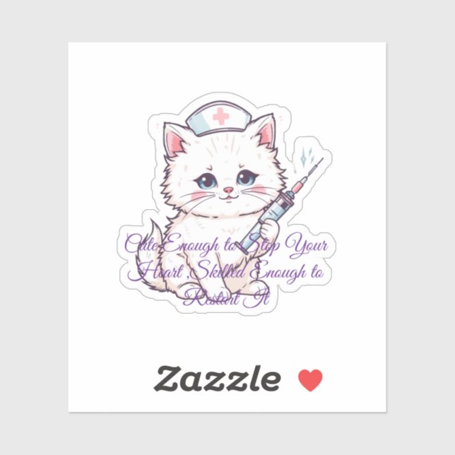Sticker Cute Nurse Cat Nursing Student Graduation (Feuille)