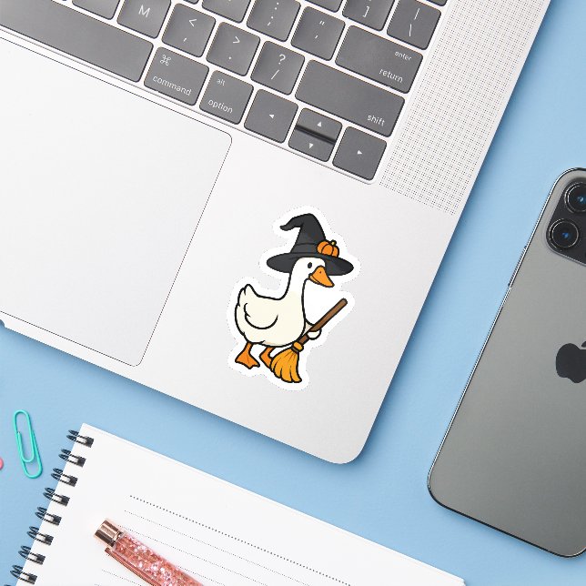 Sticker Cute oie d'Halloween (Ordinateur portable avec iPhone)