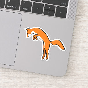 Sticker Cute Orange Leaping Fox