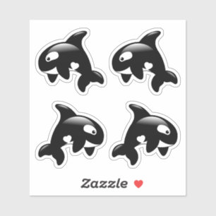 Sticker Cute Orca Killer Whale, Ensemble de 4