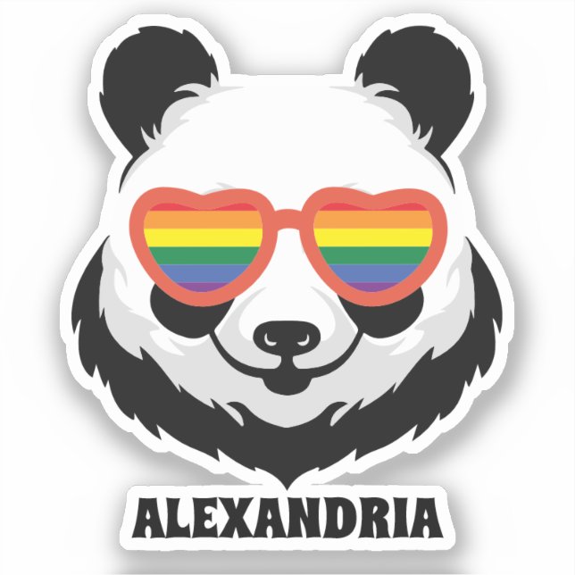 Sticker Cute Ours Panda | Arc en ciel | LGBTQ (Recto)