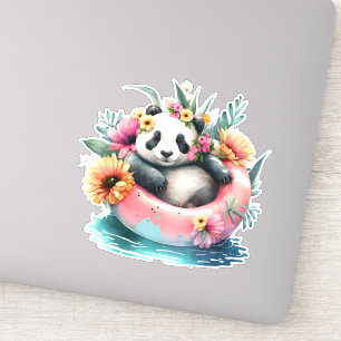 Sticker Cute Panda Chilling dans un tube intérieur