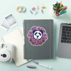 Sticker Cute Panda Ours Floral Oeuvres D'Art Amusants Pand