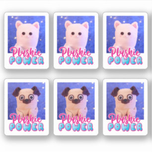 Sticker Cute personnalisée Kawaii Pink Blue Plushie Power