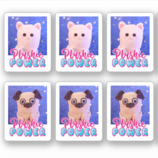 Sticker Cute personnalisée Kawaii Pink Blue Plushie Power