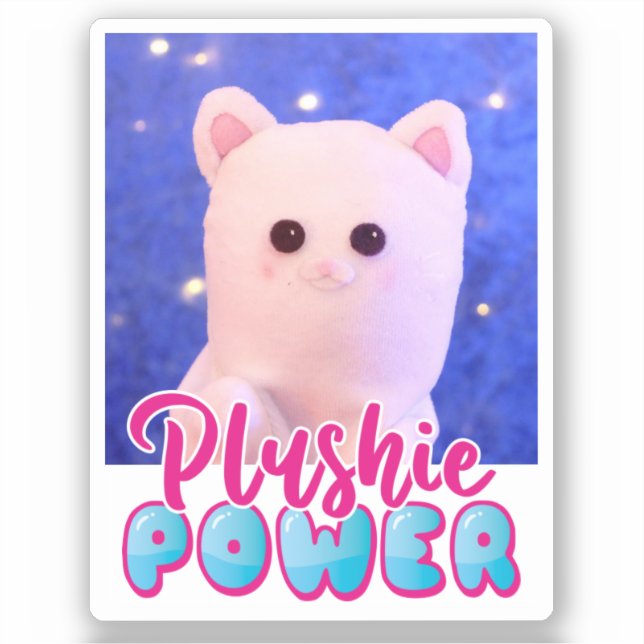 Sticker Cute personnalisée Kawaii Pink Blue Plushie Power (Recto)