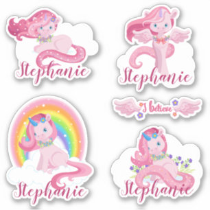 Sticker Cute Personnalisée Magique Unicorne Personnalisée