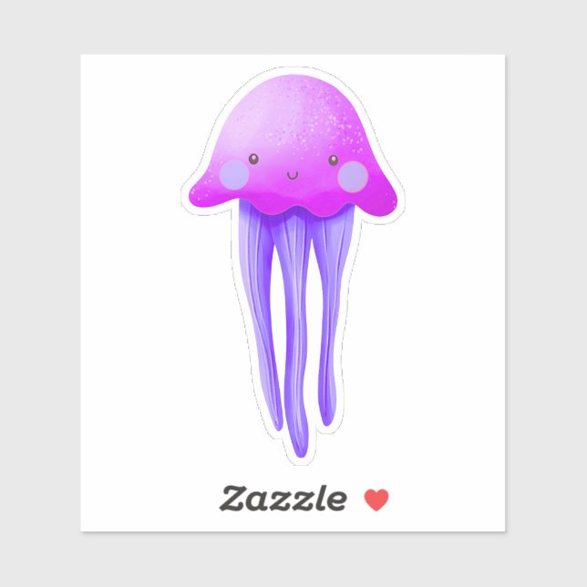 Sticker Cute Pink and Purple Jellyfish (Feuille)