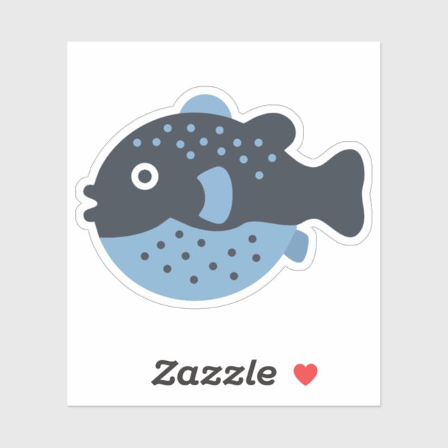 Sticker Cute Poisson-brouette ronde (Feuille)