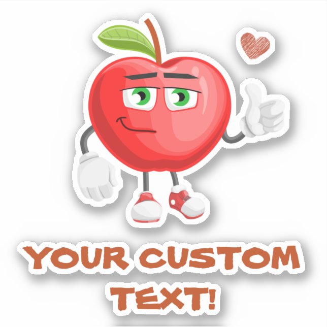 Sticker Cute Pomme pouces vers le haut texte personnalisé (Devant)
