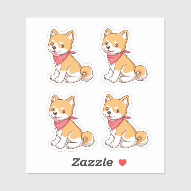 Sticker Cute Puppy Dog Shiba Inu 4 (Feuille)